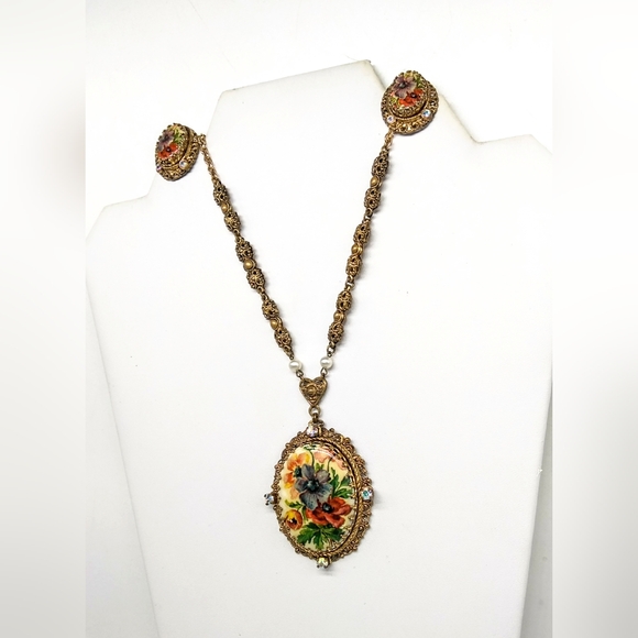 Vintage Western Germany Necklace and Earrings - Picture 6 of 13